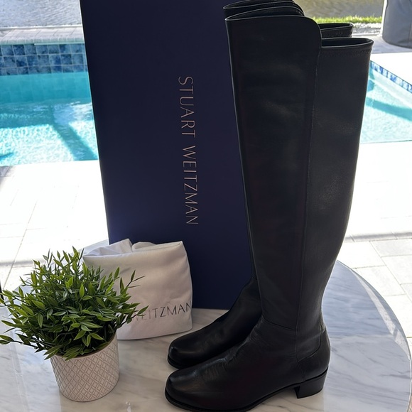 Stuart Weitzman Shoes - Stuart Weitzman Over the Knee Black Leather Boots 8.5